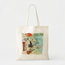 Geïllustreerde Chicago Map Canvas tas