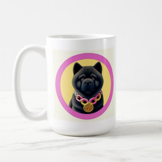 Geïllustreerde Chow Chow-hond mok 🐶☕✨ (Links)