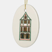 Geïllustreerde Christmas Timber Lijst House Foto Keramisch Ornament (Links)