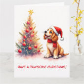Geïllustreerde Cocker Spaniel en kerstboom Kaart (Gele Bloem)