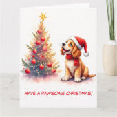 Geïllustreerde Cocker Spaniel en kerstboom Kaart (Voorkant)
