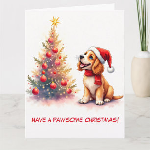 Geïllustreerde Cocker Spaniel en kerstboom Kaart