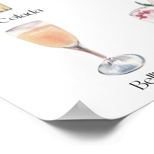 Geïllustreerde Cocktail Art voor Bar of Keuken Dec Poster (Hoek)