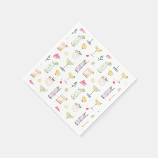 Geïllustreerde cocktail uur zomer bruiloft servett servet (Hoek)