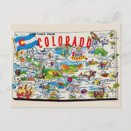 Geïllustreerde Colorado kaart ansichtkaart