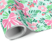 Geïllustreerde Coquette Bow Modern Mint Gift Wrap Cadeaupapier (Rol Hoek)