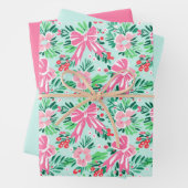 Geïllustreerde Coquette Bow Modern Mint Gift Wrap Inpakpapier Vel (In situ)