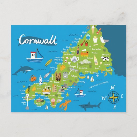 Geïllustreerde Cornwall kaart (Voorkant)