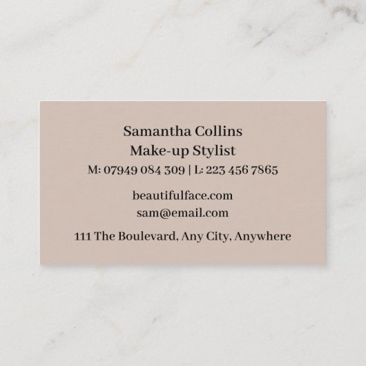 Geïllustreerde Cosmetische, Make-up Stylist Visitekaartje (Achterkant)
