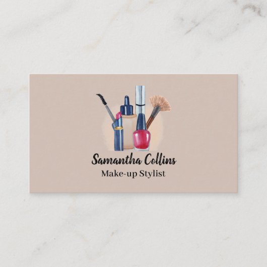 Geïllustreerde Cosmetische, Make-up Stylist Visitekaartje (Voorkant)