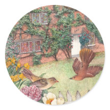 Geïllustreerde cotswolds huisje tuin label