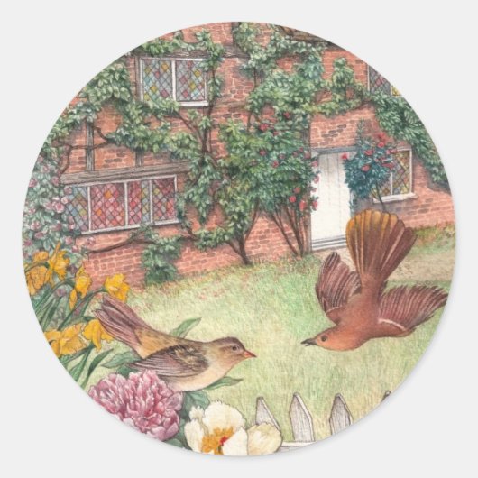 Geïllustreerde cotswolds huisje tuin label (Voorkant)