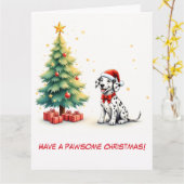 Geïllustreerde Dalmatie en kerstboom Kaart (Gele Bloem)