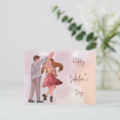  Geïllustreerde Dancing Couple Valentijn's Day Briefkaart (Staand voorkant)