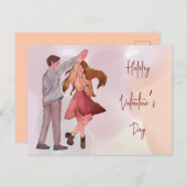  Geïllustreerde Dancing Couple Valentijn's Day Briefkaart (Voorkant / Achterkant)