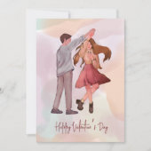  Geïllustreerde Dancing Couple Valentijn's Day Feestdagenkaart (Voorkant)