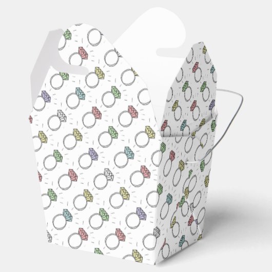 Geïllustreerde diamanten ringen bedankdoosjes (Geopend)