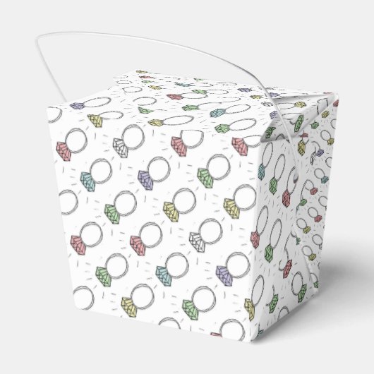 Geïllustreerde diamanten ringen bedankdoosjes (Achterkant)