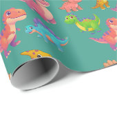 Geïllustreerde dinosauriërs cadeaupapier (Rol Hoek)