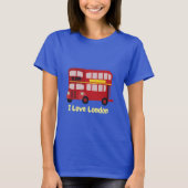 Geïllustreerde Double Decker London Red Bus T-shirt (Voorkant)