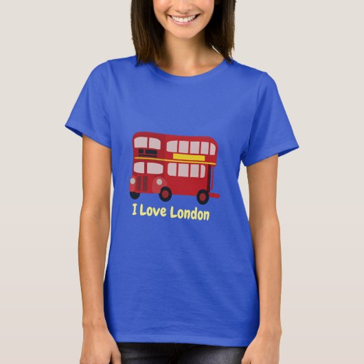 Geïllustreerde Double Decker London Red Bus T-shirt (Voorkant)