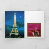 Geïllustreerde engel boven Paris Nocturne Feestdagen Kaart (Binnen)