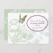 Geïllustreerde Flora & Butterfly Spring Save the D Aankondigingskaart (Voorkant / Achterkant)