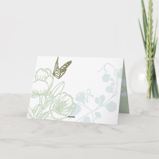 Geïllustreerde Flora & Butterfly Spring Wedding Bedankkaart (Achterkant)