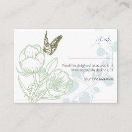 Geïllustreerde Flora & Butterfly Spring Wedding Informatiekaartje