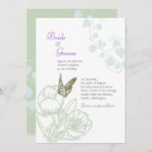 Geïllustreerde Flora & Butterfly Spring Wedding Kaart (Voorkant / Achterkant)