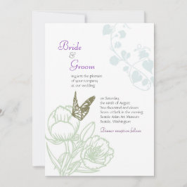 Geïllustreerde Flora & Butterfly Spring Wedding Kaart