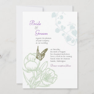 Geïllustreerde Flora & Butterfly Spring Wedding Kaart