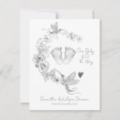 Geïllustreerde Floral Botanical Baby Feet Zwangers Aankondiging (Voorkant)
