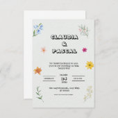 Geïllustreerde Floral bruiloft uitnodiging in Beig (Voorkant / Achterkant)