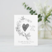 Geïllustreerde Floral Heart Wreath Zwangerschap Aankondiging (Staand voorkant)