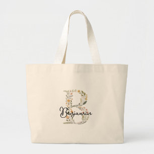 Geïllustreerde Floral Initiaal en Naam Canvas tas