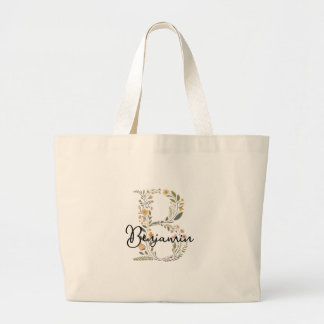 Geïllustreerde Floral Initiaal en Naam Canvas tas