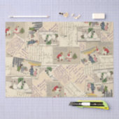 Geïllustreerde Franse Briefkaarten Kerstkinderen Tissuepapier (Craft)