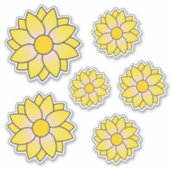 Geïllustreerde gele bloem Meerdere maten Sticker (Voorkant)