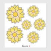 Geïllustreerde gele bloem Meerdere maten Sticker (Vel)