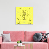 Geïllustreerde gele bloemen canvas afdruk (Insitu (Woonkamer))