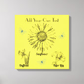 Geïllustreerde gele bloemen canvas afdruk (Voorkant)