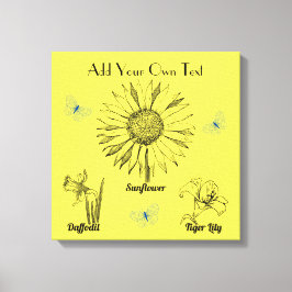 Geïllustreerde gele bloemen canvas afdruk