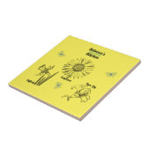 Geïllustreerde gele bloemen tegeltje (Zijkant)