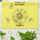 Geïllustreerde gele bloemen theedoek (Gevouwen)