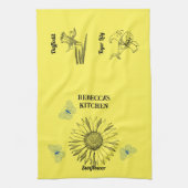 Geïllustreerde gele bloemen theedoek (Verticaal)