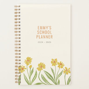 Geïllustreerde gele wilde bloemen planner