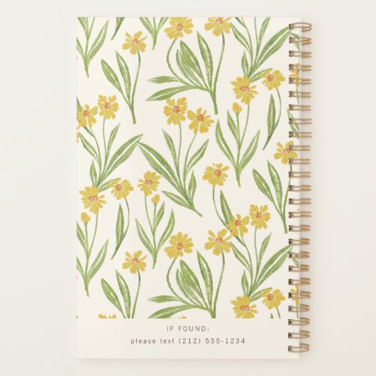 Geïllustreerde  gele wilde bloemen planner (Achterkant)