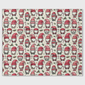 Geïllustreerde Gnome Christmas Gift Wrap Cadeaupapier (Vlak)