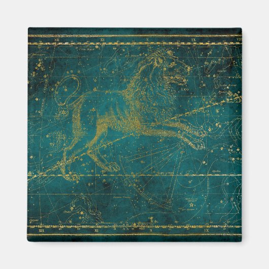  geïllustreerde Green & Gold Lion Star-kaart Magneet (Voorkant)